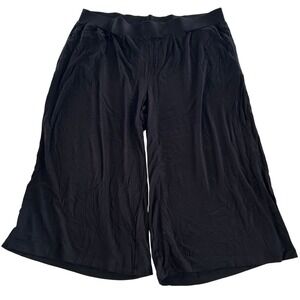Sejour Black Wide Leg Culotte Pants Plus Size 3X NWT Travel Resortwear